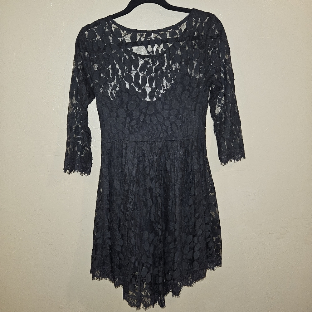 FREE PEOPLE Dress Black Lace Women's Size 4 Whimsigoth Fairy Goth Fairycore Y2k - Picture 12 of 15